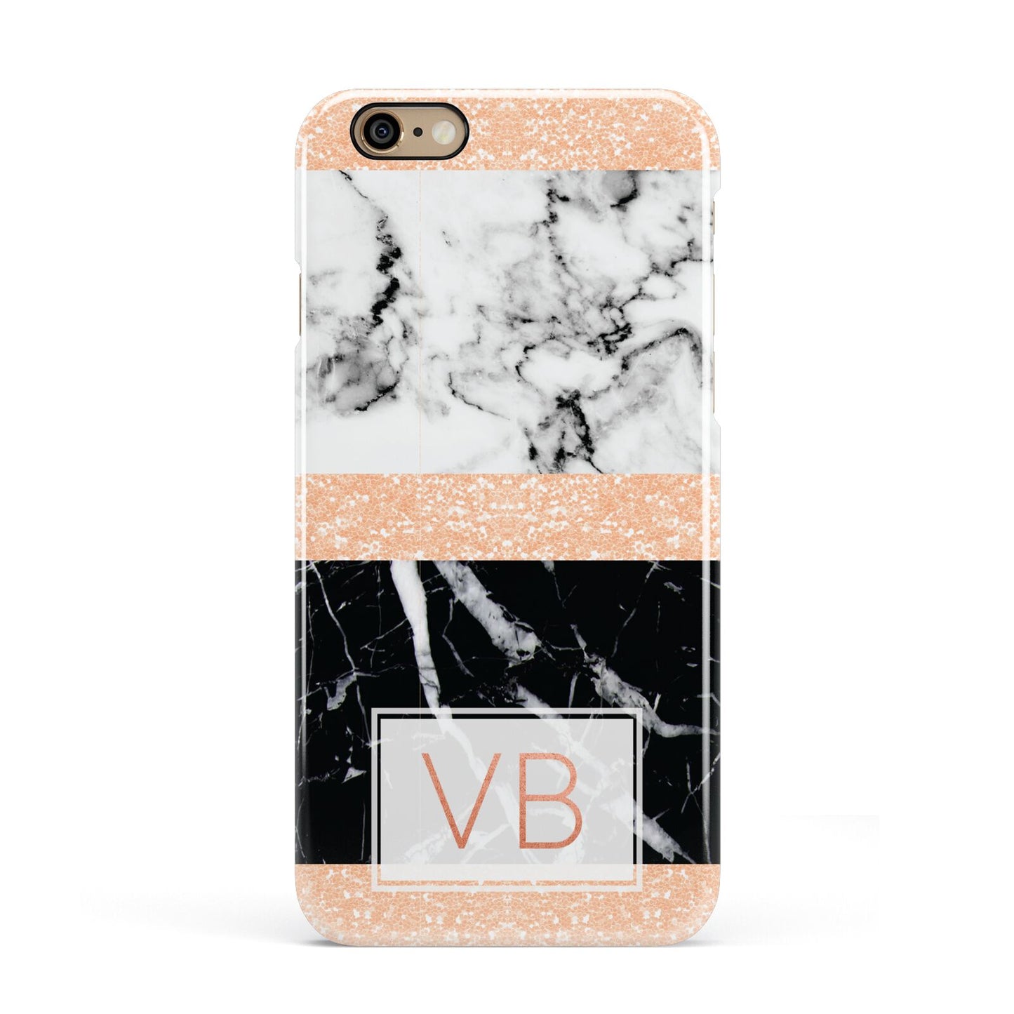 Personalised Black Marble Initials Apple iPhone 6 3D Snap Case