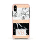 Personalised Black Marble Initials Apple iPhone Xs Impact Case Pink Edge on Black Phone