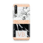 Personalised Black Marble Initials Huawei Enjoy 10s Phone Case