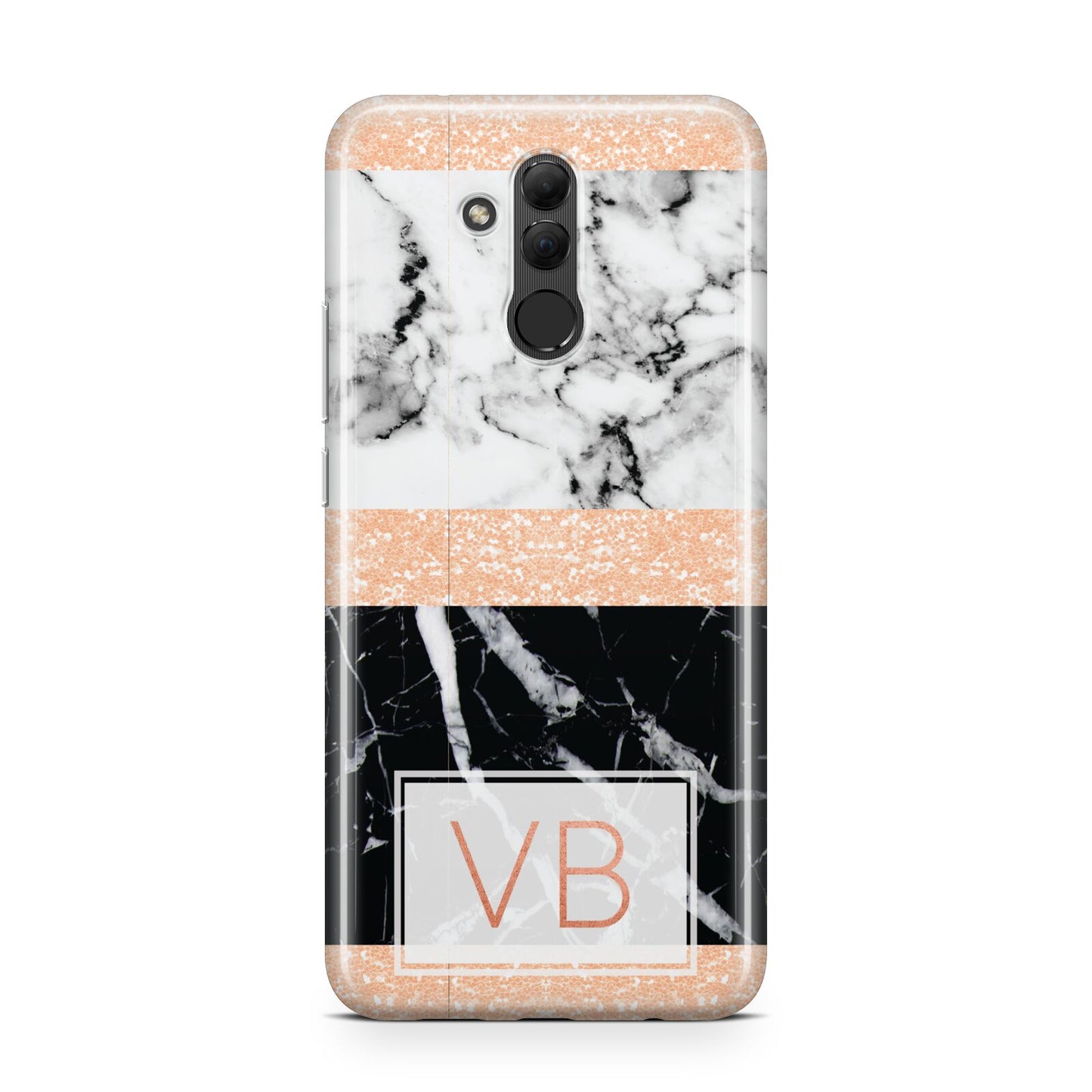 Personalised Black Marble Initials Huawei Mate 20 Lite