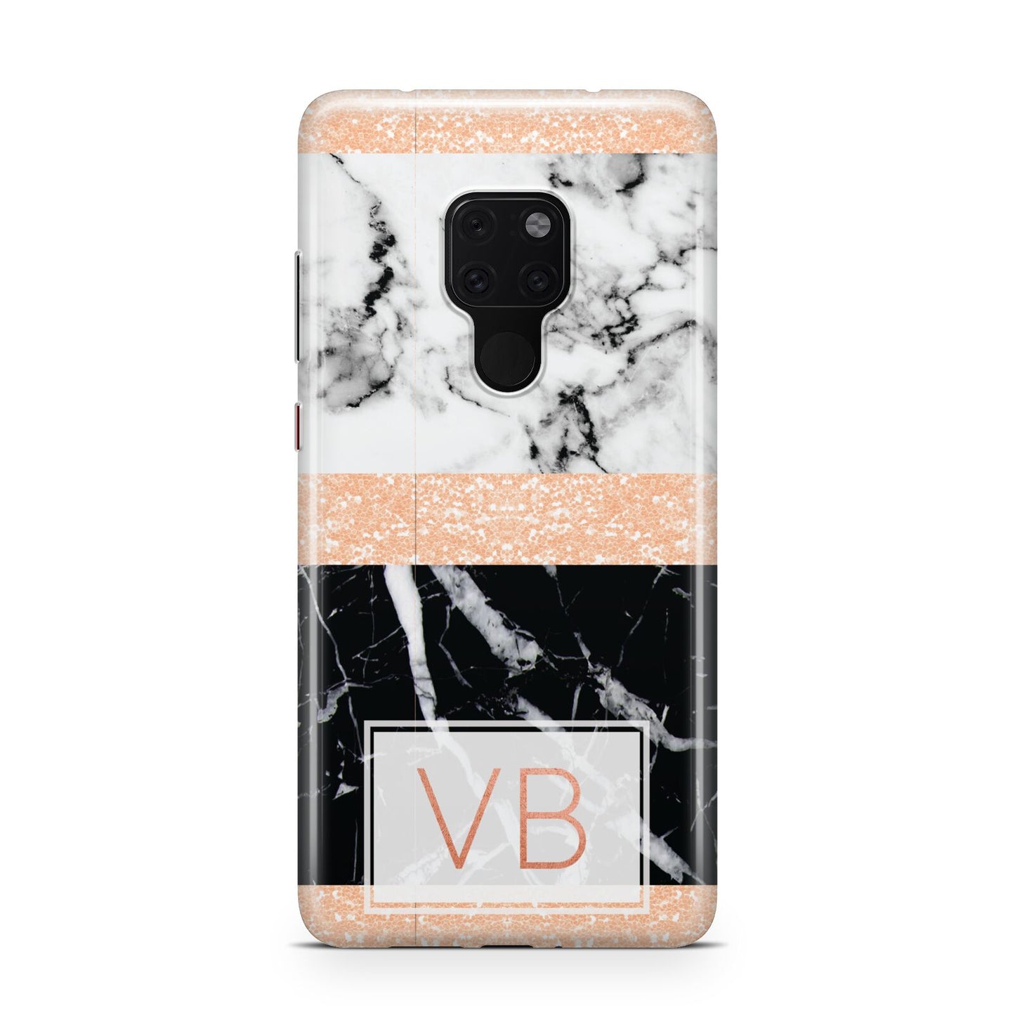 Personalised Black Marble Initials Huawei Mate 20 Phone Case