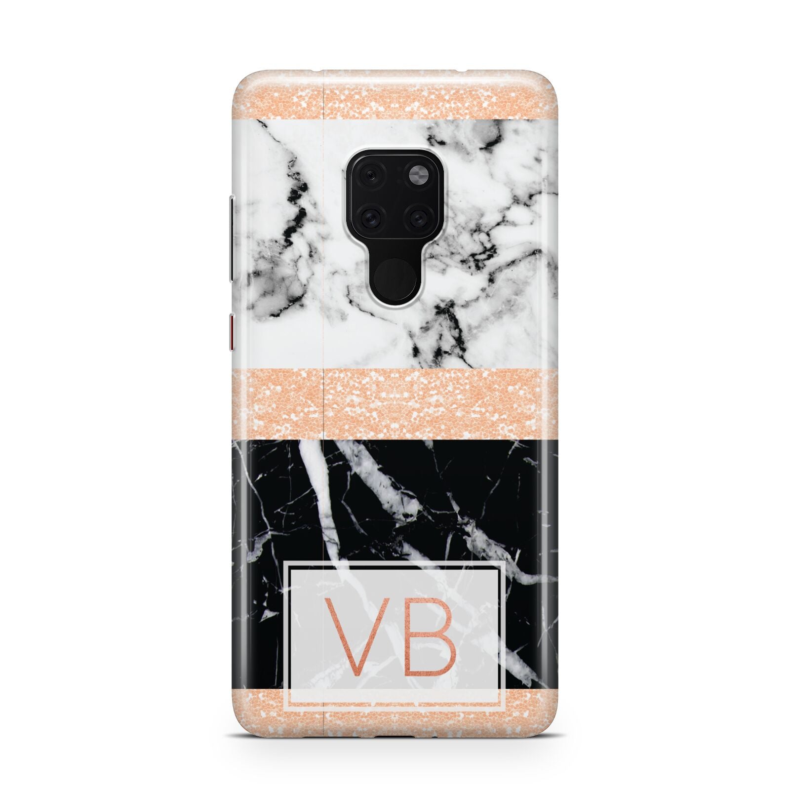 Personalised Black Marble Initials Huawei Mate 20 Phone Case
