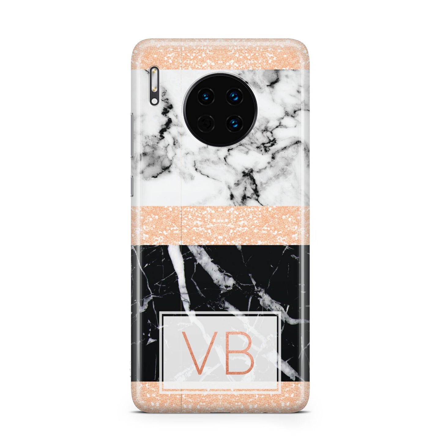 Personalised Black Marble Initials Huawei Mate 30