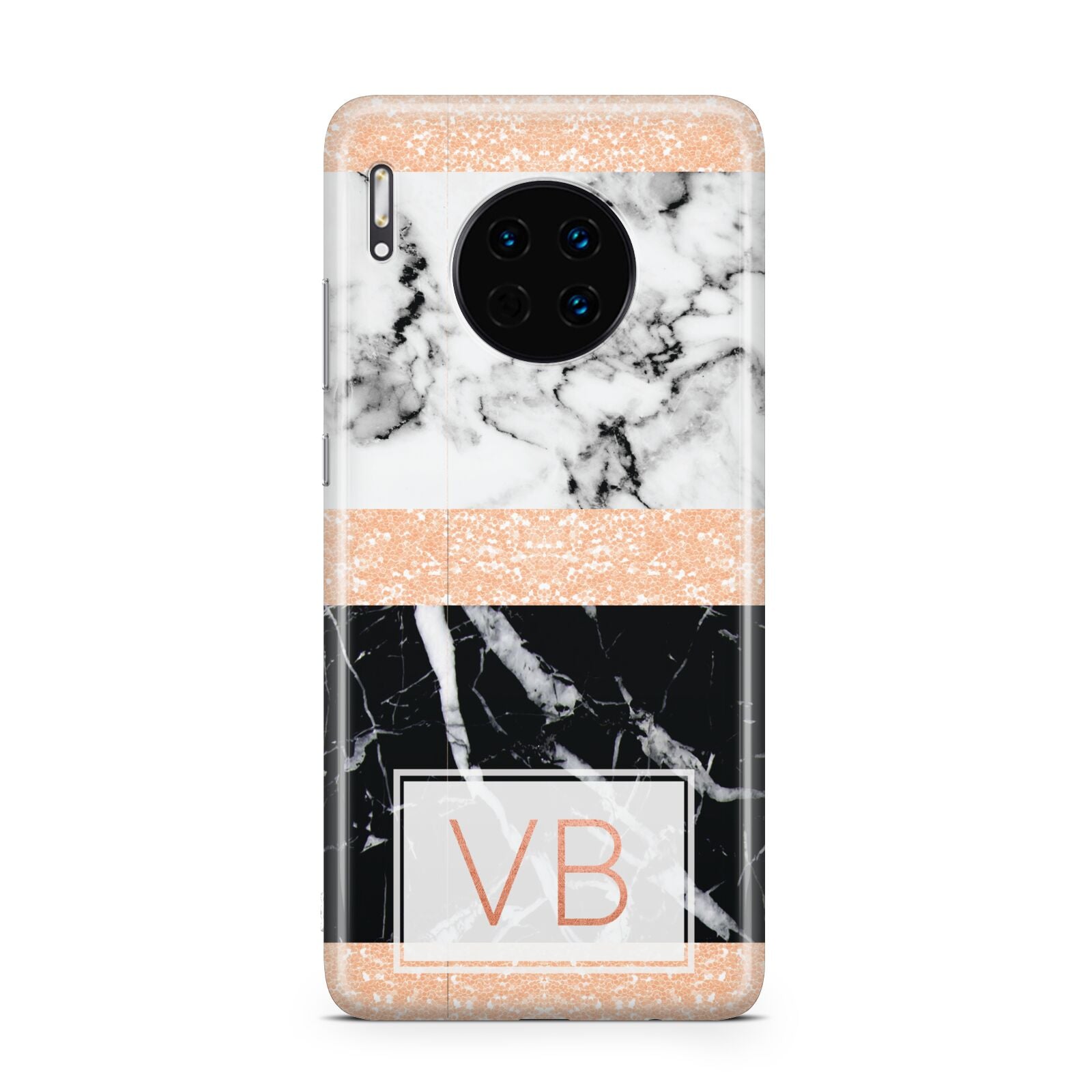 Personalised Black Marble Initials Huawei Mate 30