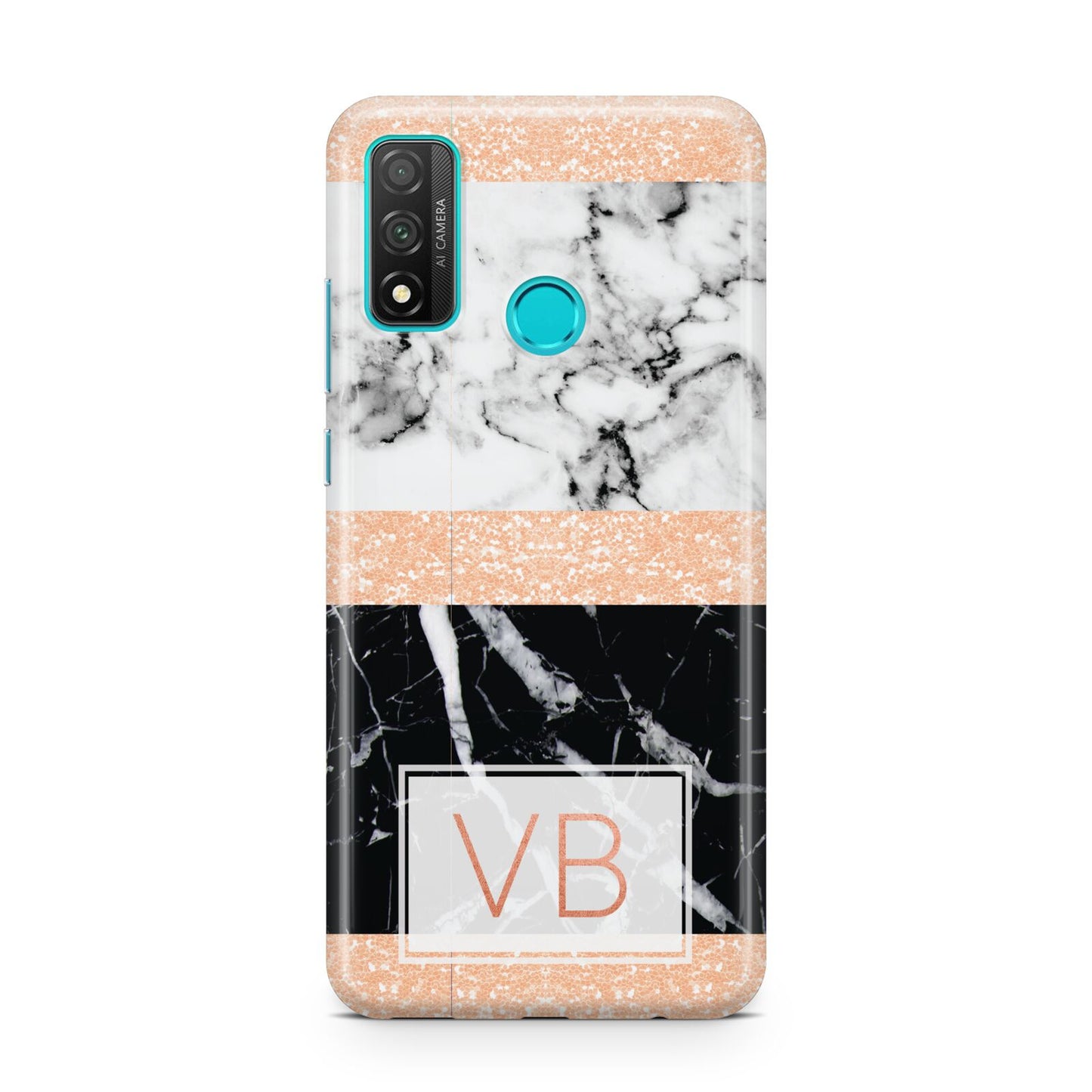 Personalised Black Marble Initials Huawei P Smart 2020