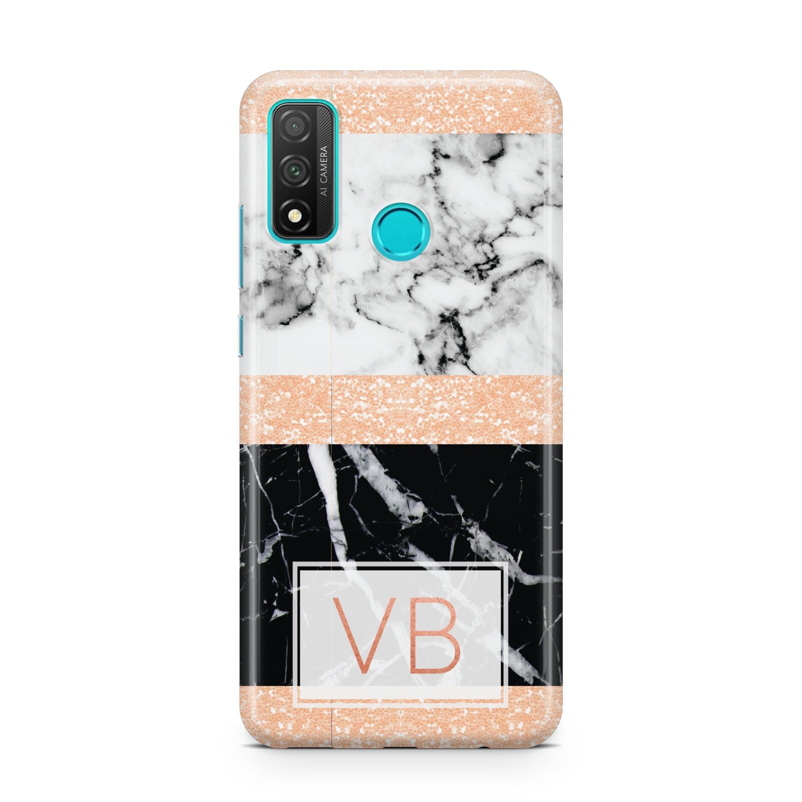 Personalised Black Marble Initials Huawei P Smart 2020