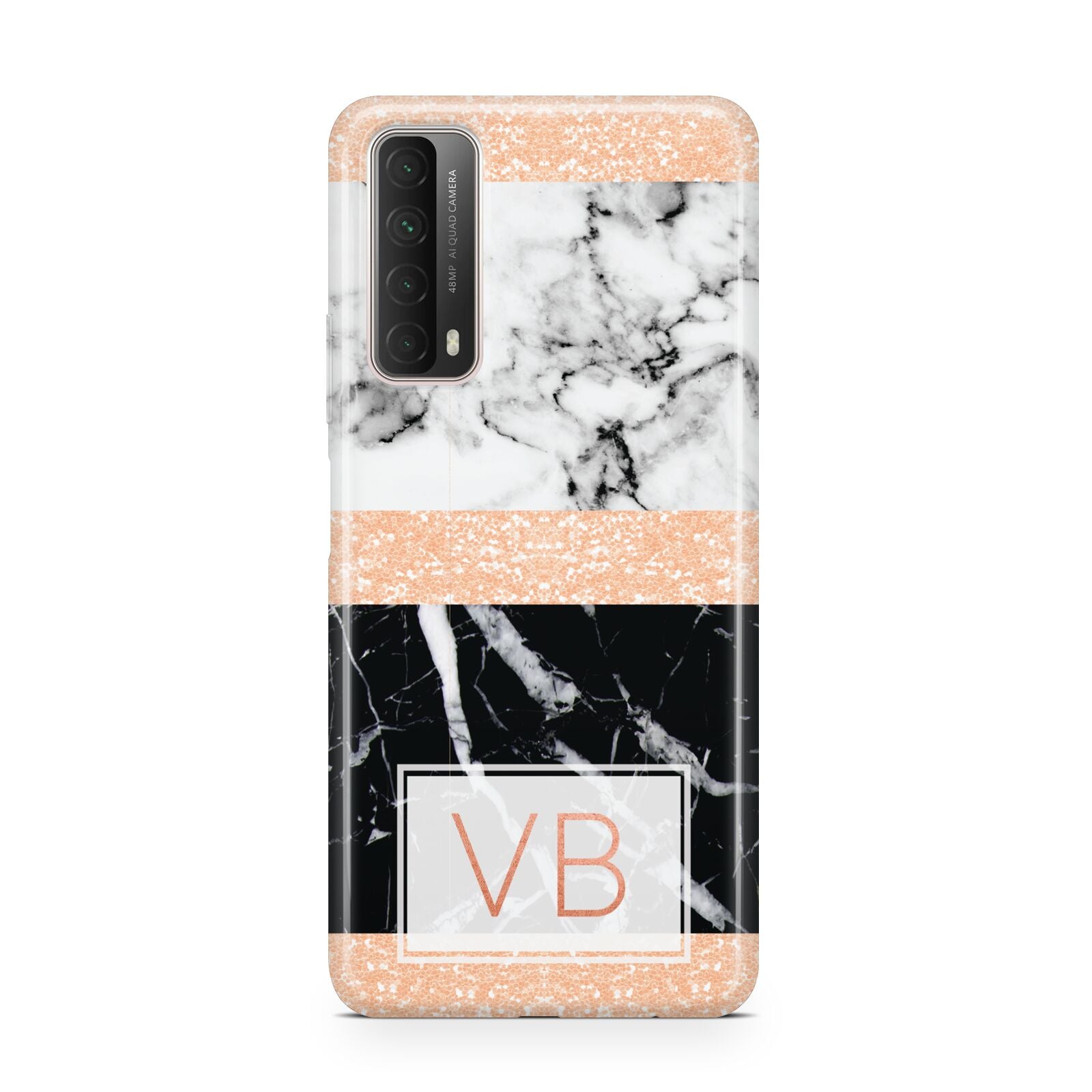 Personalised Black Marble Initials Huawei P Smart 2021