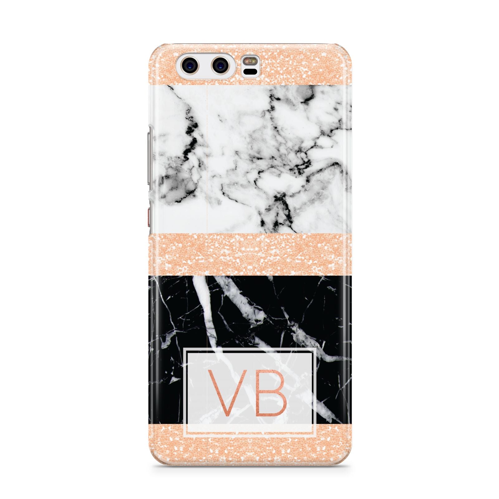 Personalised Black Marble Initials Huawei P10 Phone Case