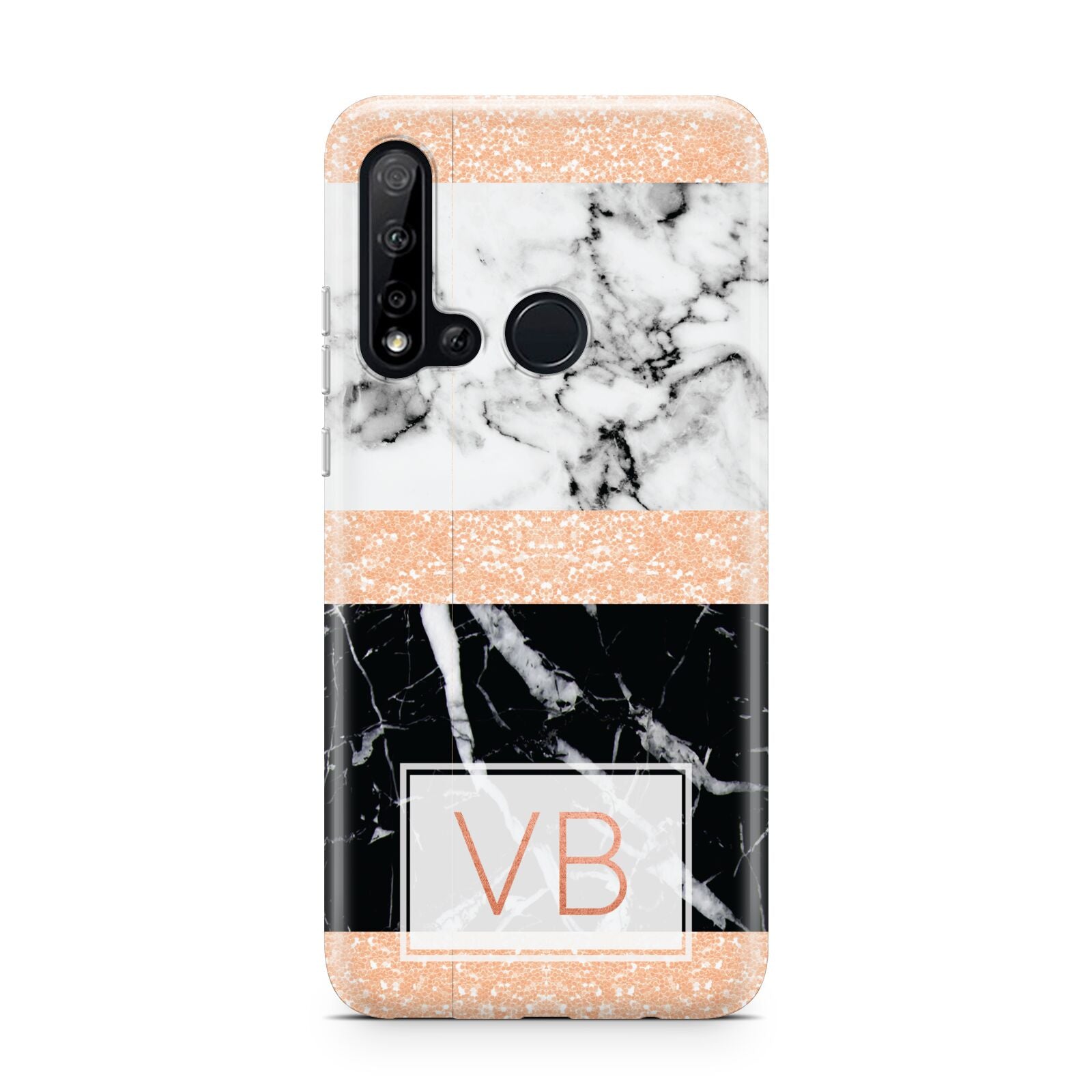 Personalised Black Marble Initials Huawei P20 Lite 5G Phone Case