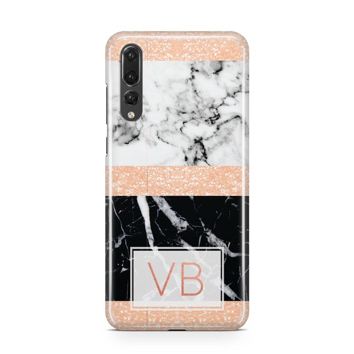 Personalised Black Marble Initials Huawei P20 Pro Phone Case