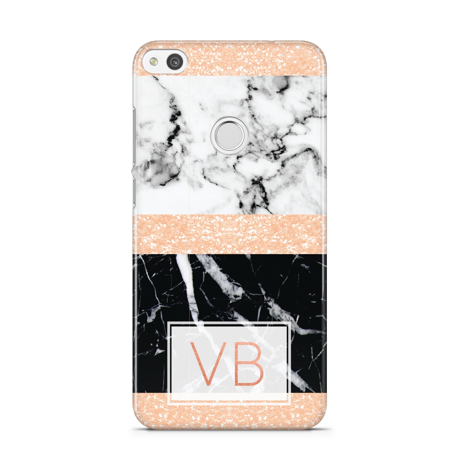Personalised Black Marble Initials Huawei P8 Lite Case