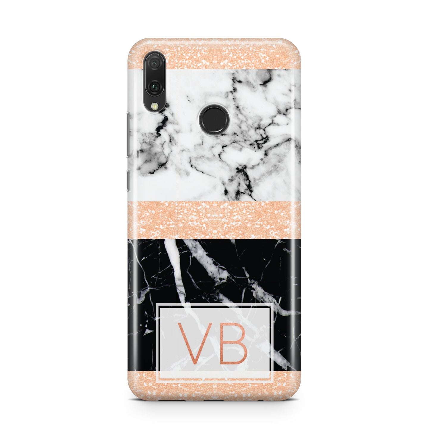 Personalised Black Marble Initials Huawei Y9 2019