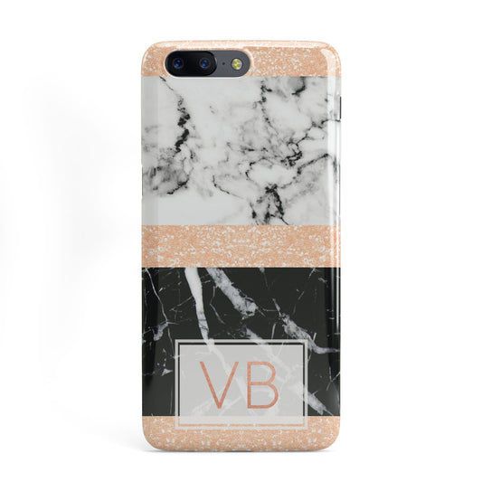 Personalised Black Marble Initials OnePlus Case