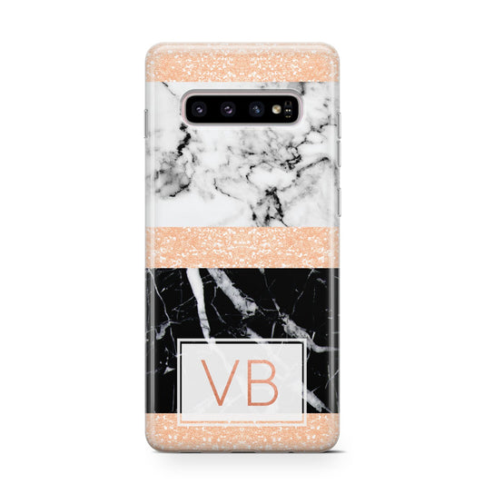 Personalised Black Marble Initials Protective Samsung Galaxy Case