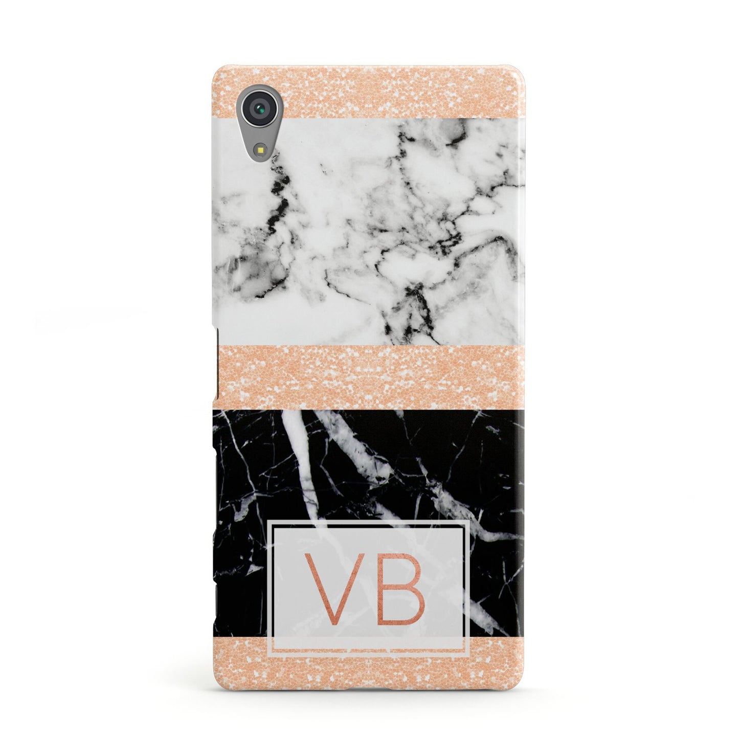 Personalised Black Marble Initials Sony Xperia Case