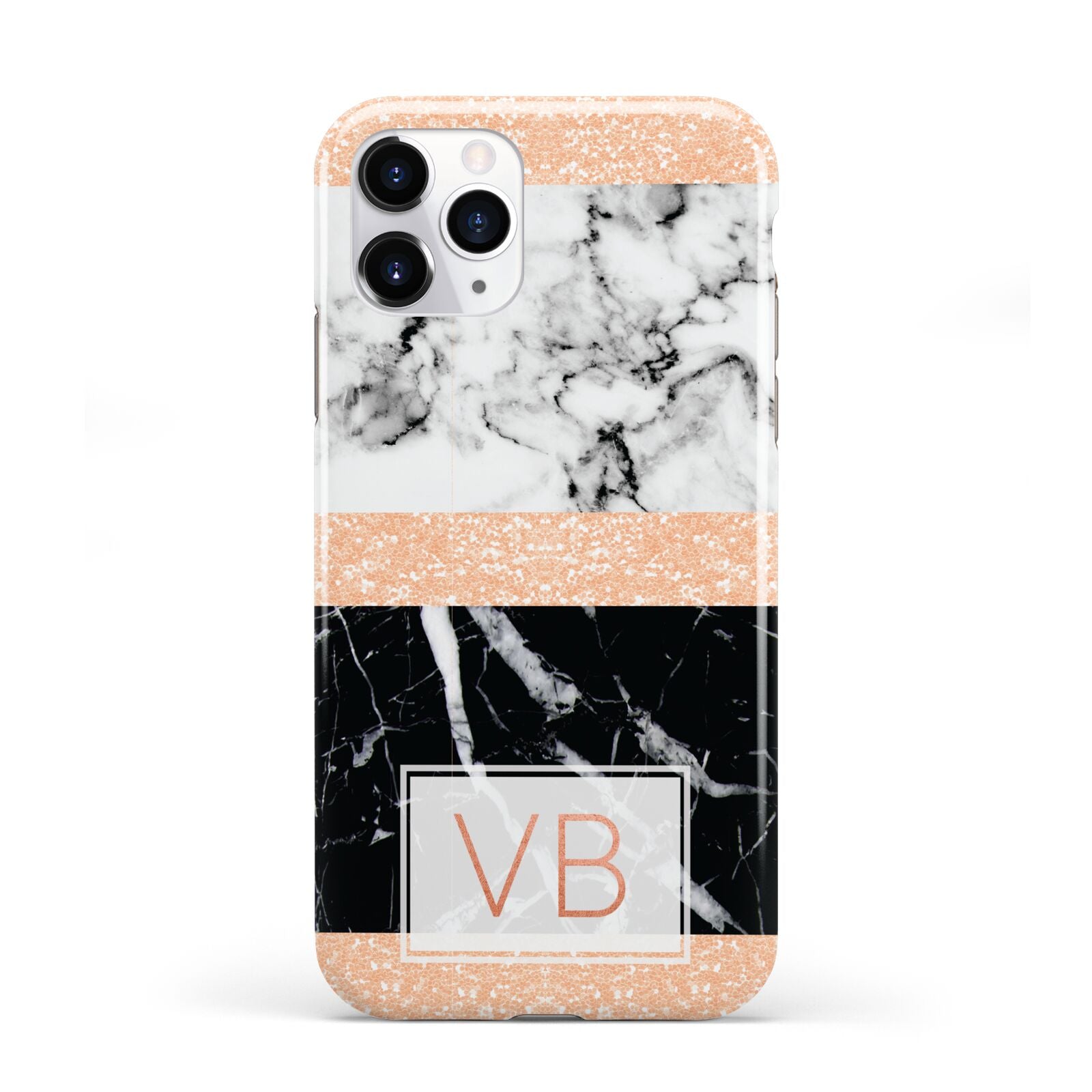 Personalised Black Marble Initials iPhone 11 Pro 3D Tough Case