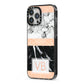 Personalised Black Marble Initials iPhone 13 Pro Max Black Impact Case Side Angle on Silver phone