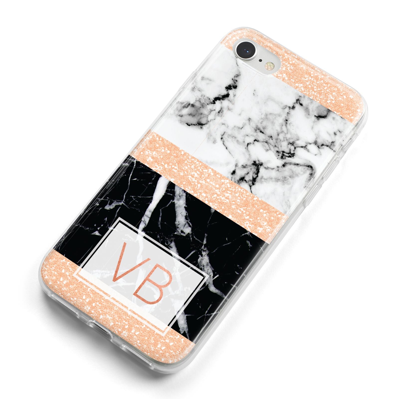 Personalised Black Marble Initials iPhone 8 Bumper Case on Silver iPhone Alternative Image