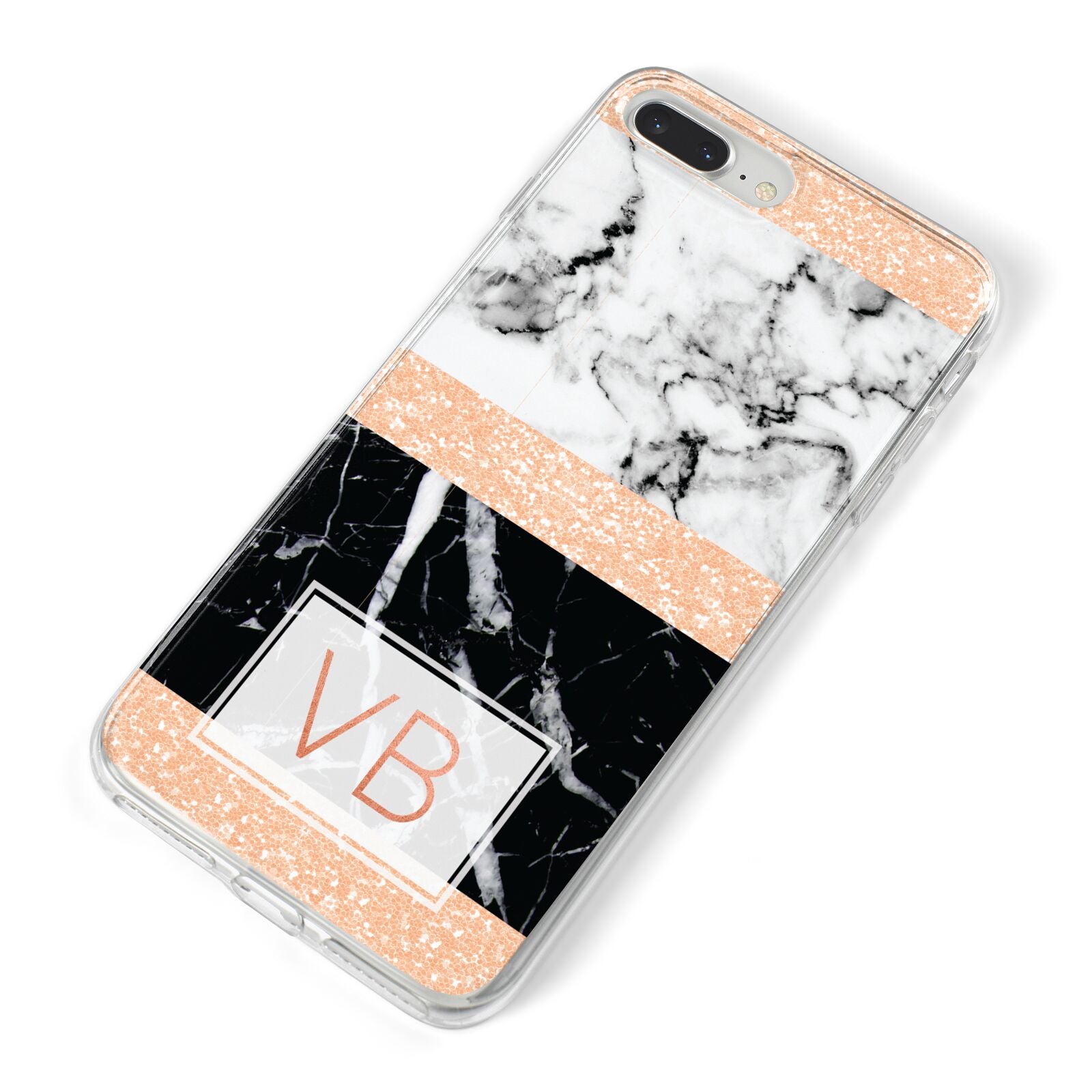 Personalised Black Marble Initials iPhone 8 Plus Bumper Case on Silver iPhone Alternative Image