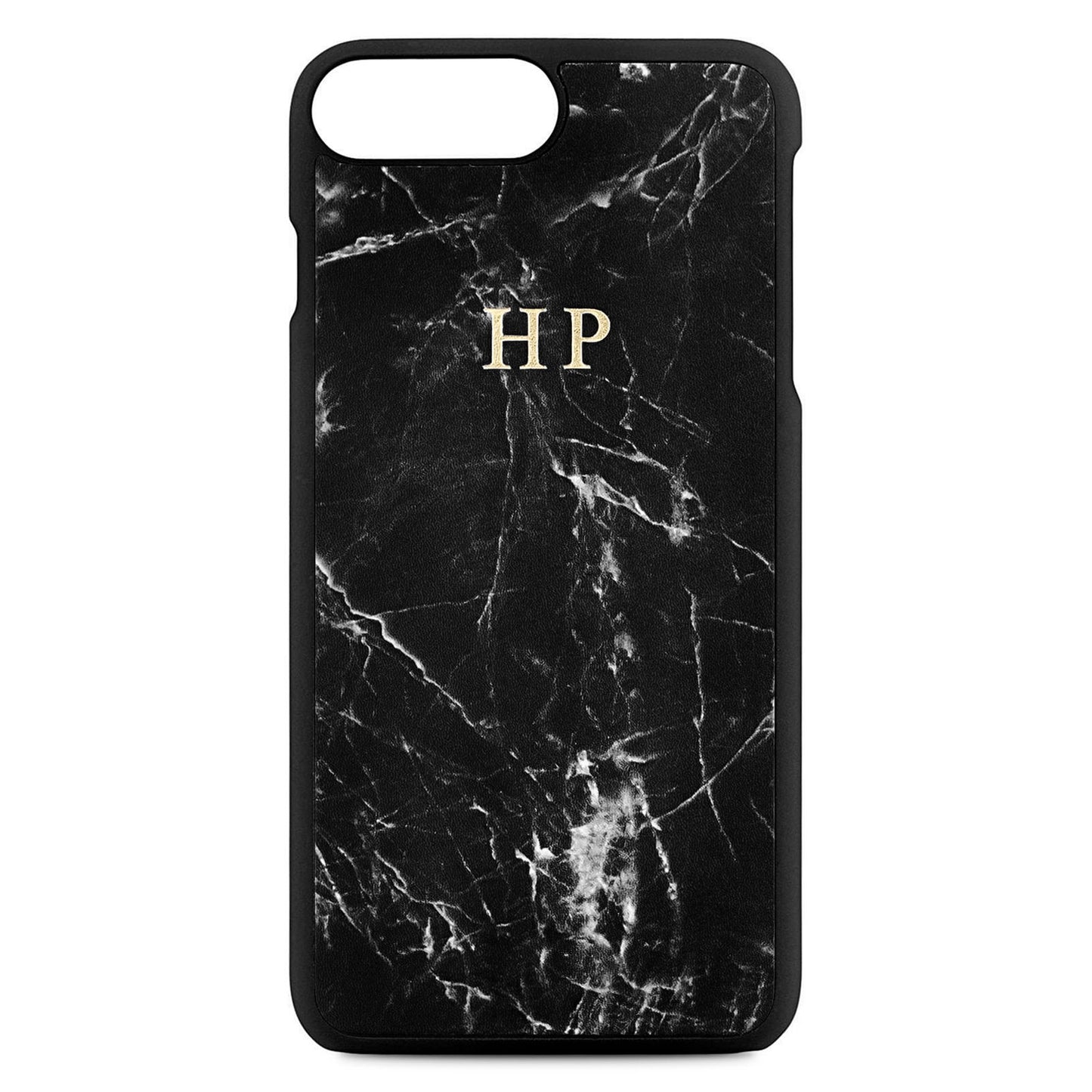 Personalised Black Marble Leather iPhone 8 Plus Case