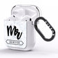 Personalised Black Mr Surname On Marble AirPods Clear Case Side Image