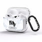Personalised Black Mr Surname On Marble AirPods Pro Clear Case Side Image