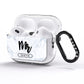 Personalised Black Mr Surname On Marble AirPods Pro Glitter Case Side Image