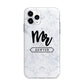 Personalised Black Mr Surname On Marble Apple iPhone 11 Pro in Silver with Bumper Case