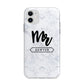 Personalised Black Mr Surname On Marble Apple iPhone 11 in White with Bumper Case