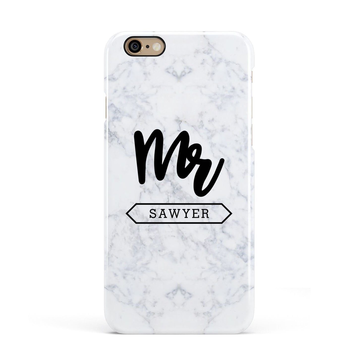 Personalised Black Mr Surname On Marble Apple iPhone 6 3D Snap Case