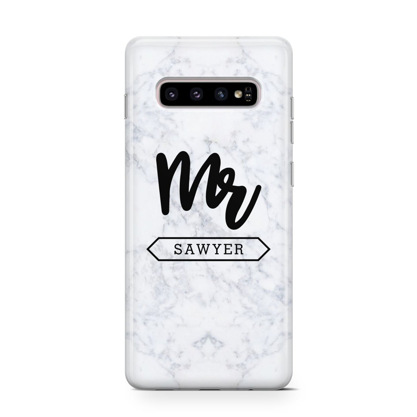 Personalised Black Mr Surname On Marble Protective Samsung Galaxy Case