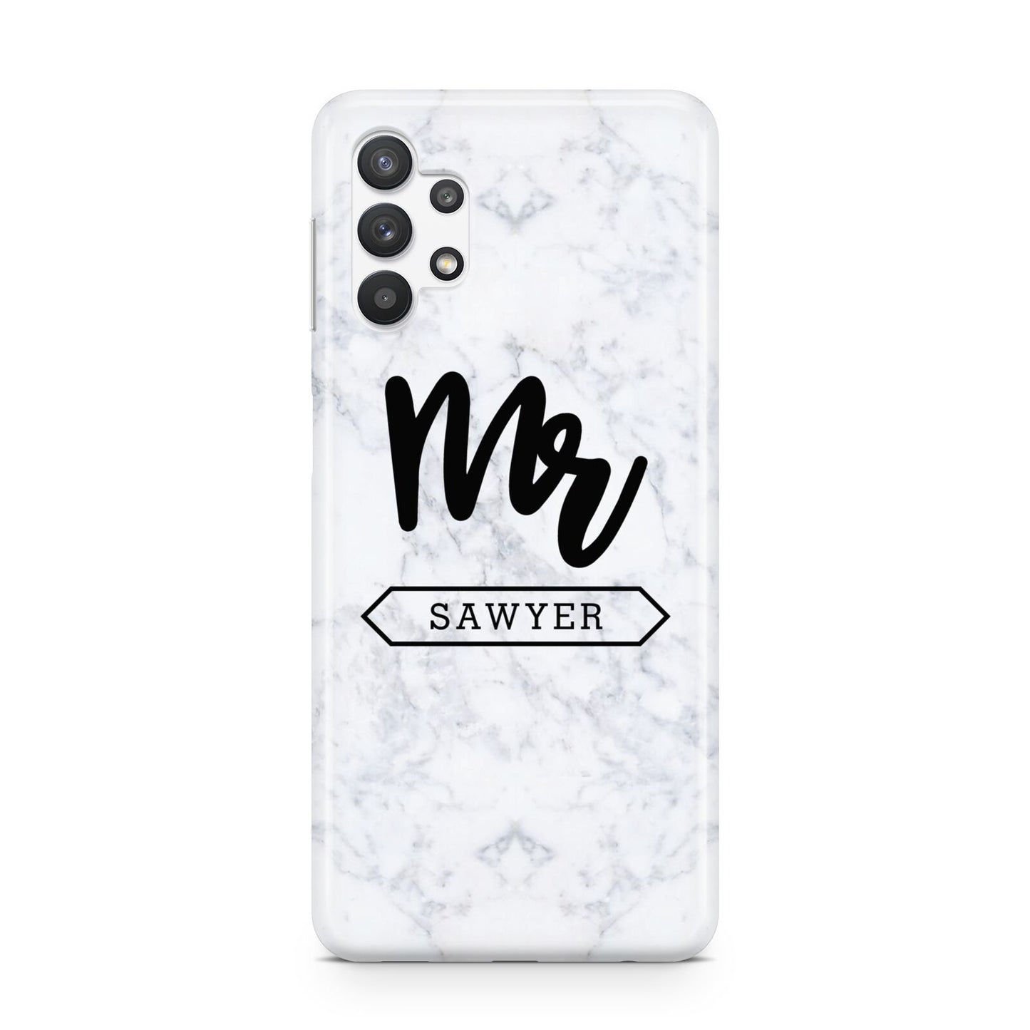 Personalised Black Mr Surname On Marble Samsung A32 5G Case