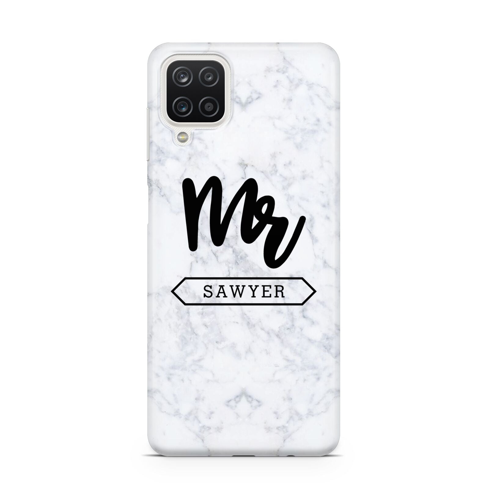 Personalised Black Mr Surname On Marble Samsung M12 Case