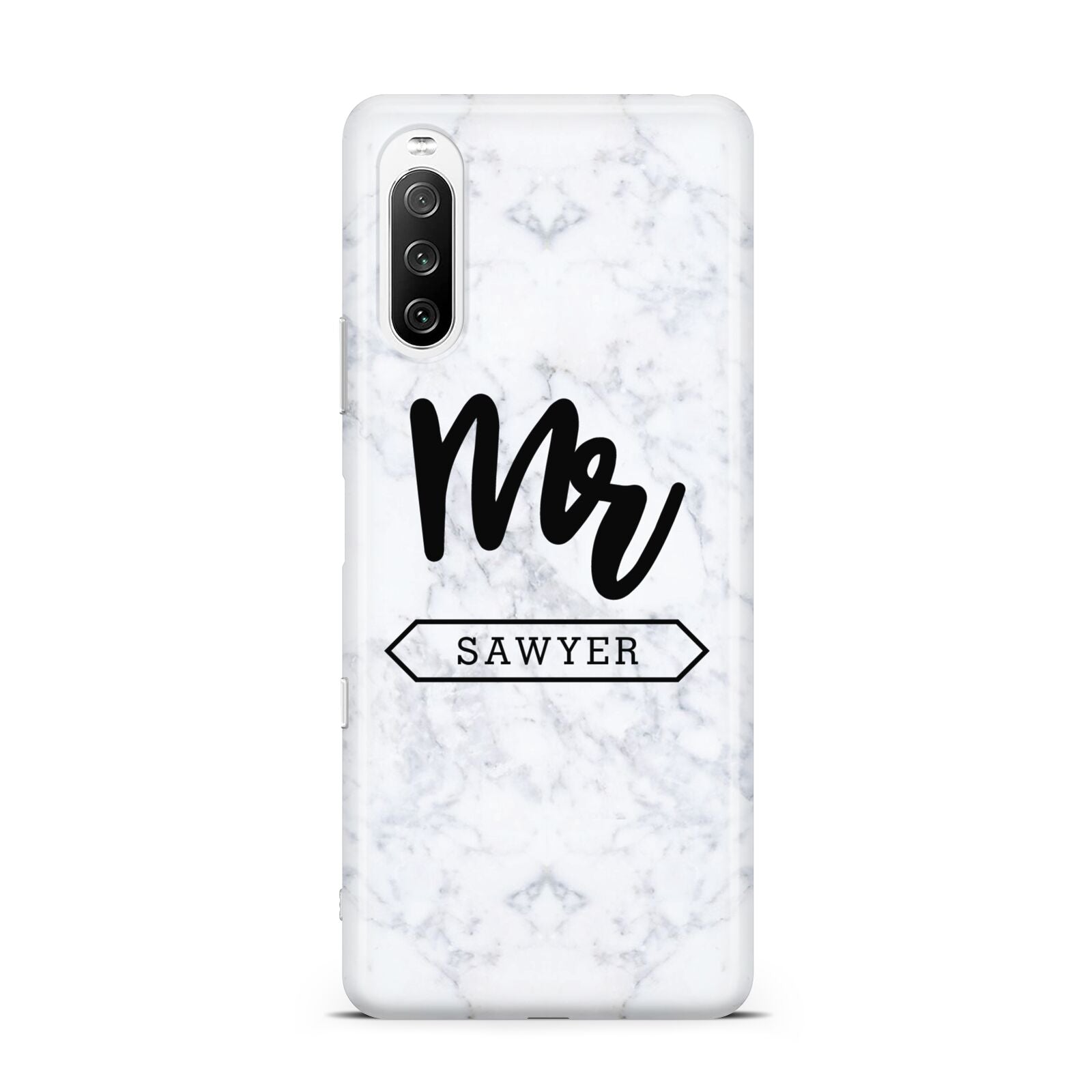 Personalised Black Mr Surname On Marble Sony Xperia 10 III Case