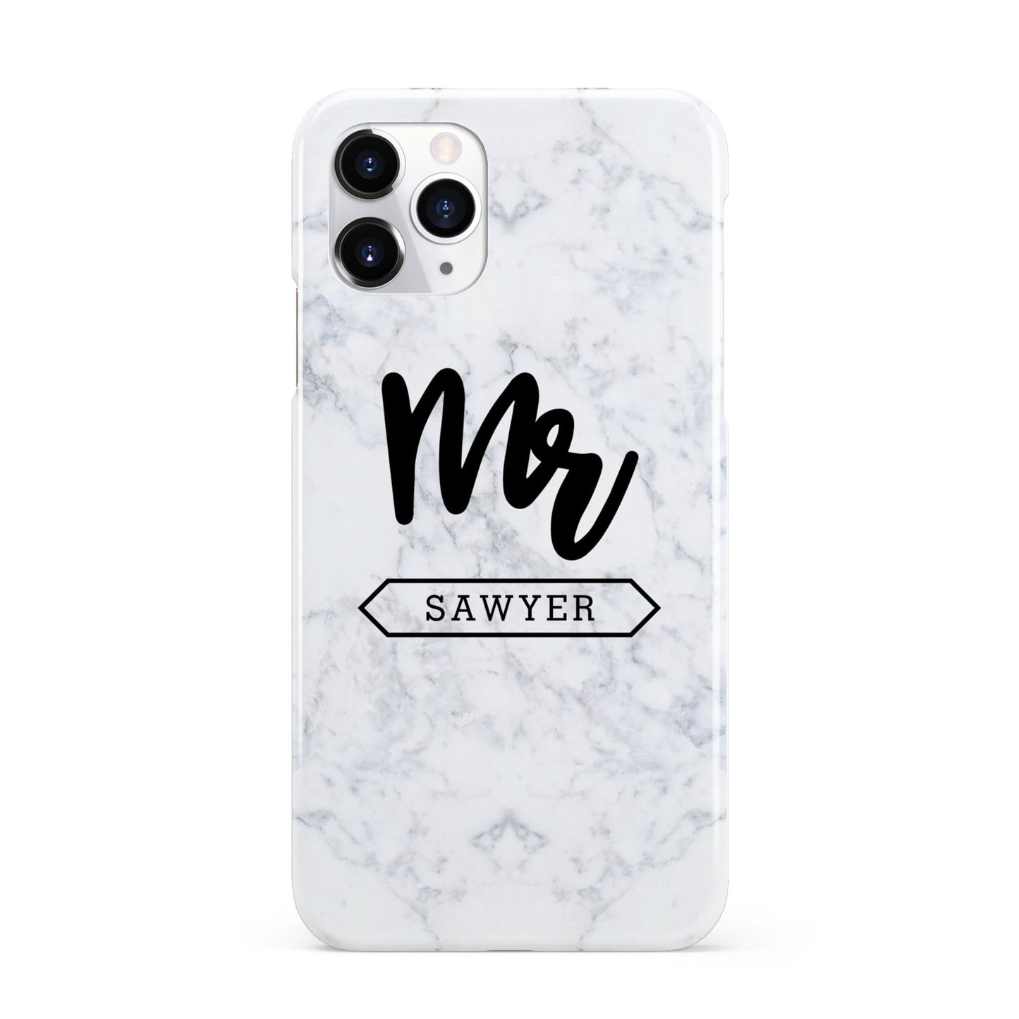 Personalised Black Mr Surname On Marble iPhone 11 Pro 3D Snap Case