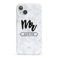 Personalised Black Mr Surname On Marble iPhone 13 Clear Bumper Case