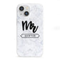 Personalised Black Mr Surname On Marble iPhone 13 Mini Clear Bumper Case