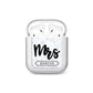 Personalised Black Mrs Surname On Marble AirPods Case
