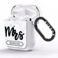 Personalised Black Mrs Surname On Marble AirPods Clear Case Side Image