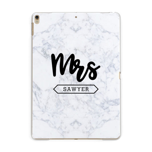 Personalised Black Mrs Surname On Marble Apple iPad Gold Case