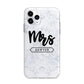 Personalised Black Mrs Surname On Marble Apple iPhone 11 Pro Max in Silver with Bumper Case