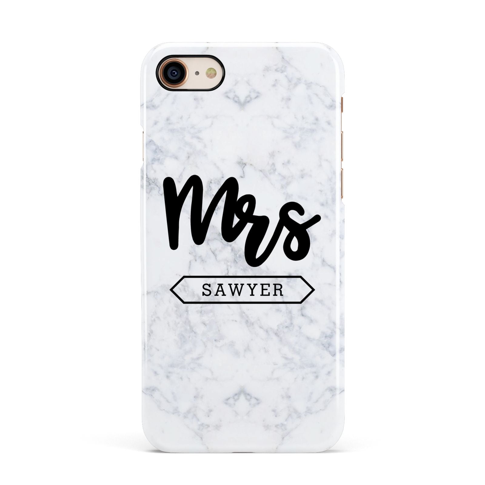 Personalised Black Mrs Surname On Marble Apple iPhone 7 8 3D Snap Case