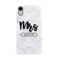 Personalised Black Mrs Surname On Marble Apple iPhone XR White 3D Snap Case