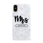 Personalised Black Mrs Surname On Marble Apple iPhone XS 3D Snap Case