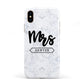 Personalised Black Mrs Surname On Marble Apple iPhone XS 3D Tough