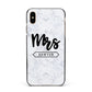 Personalised Black Mrs Surname On Marble Apple iPhone Xs Max Impact Case Black Edge on Gold Phone