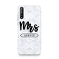 Personalised Black Mrs Surname On Marble Huawei Enjoy 10s Phone Case