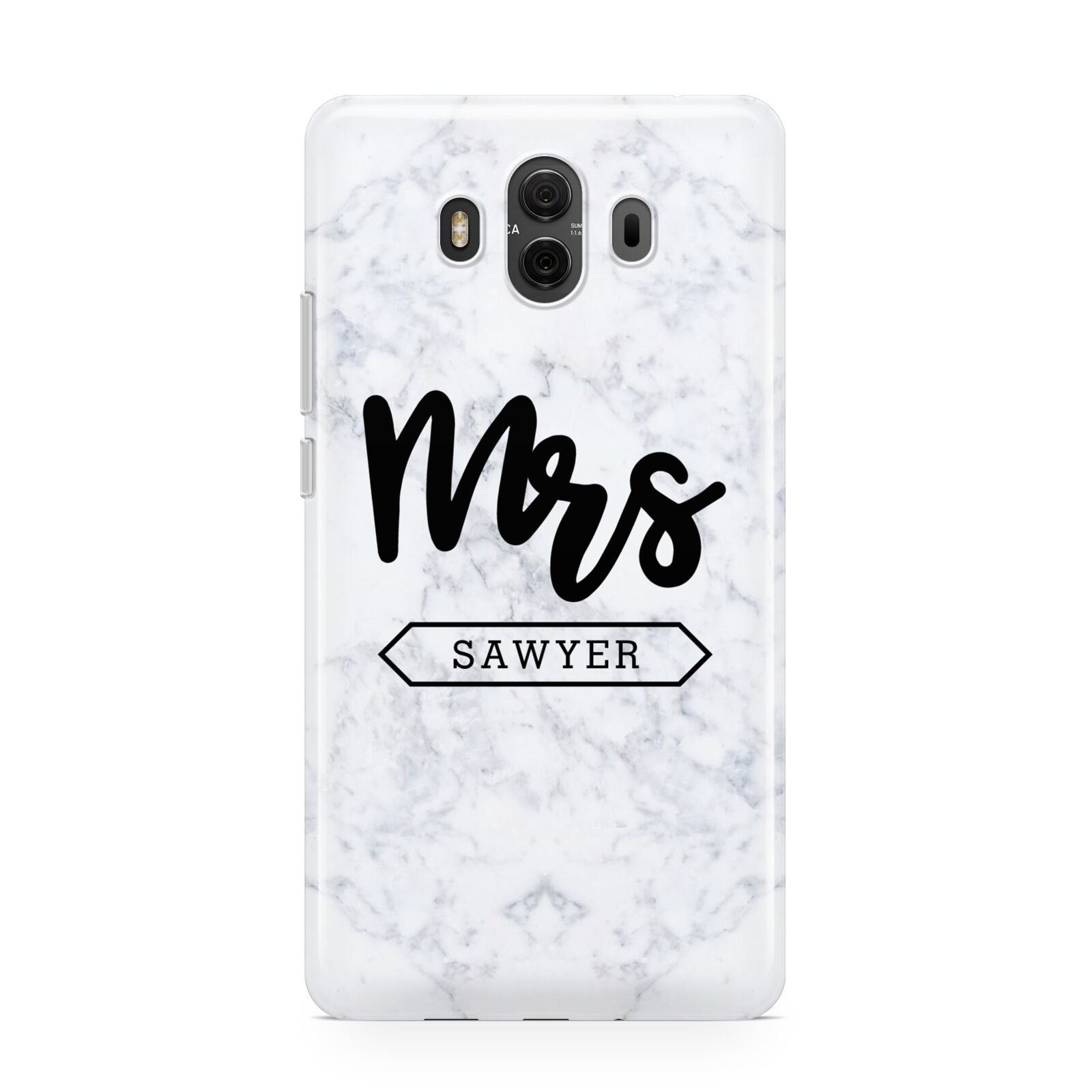 Personalised Black Mrs Surname On Marble Huawei Mate 10 Protective Phone Case