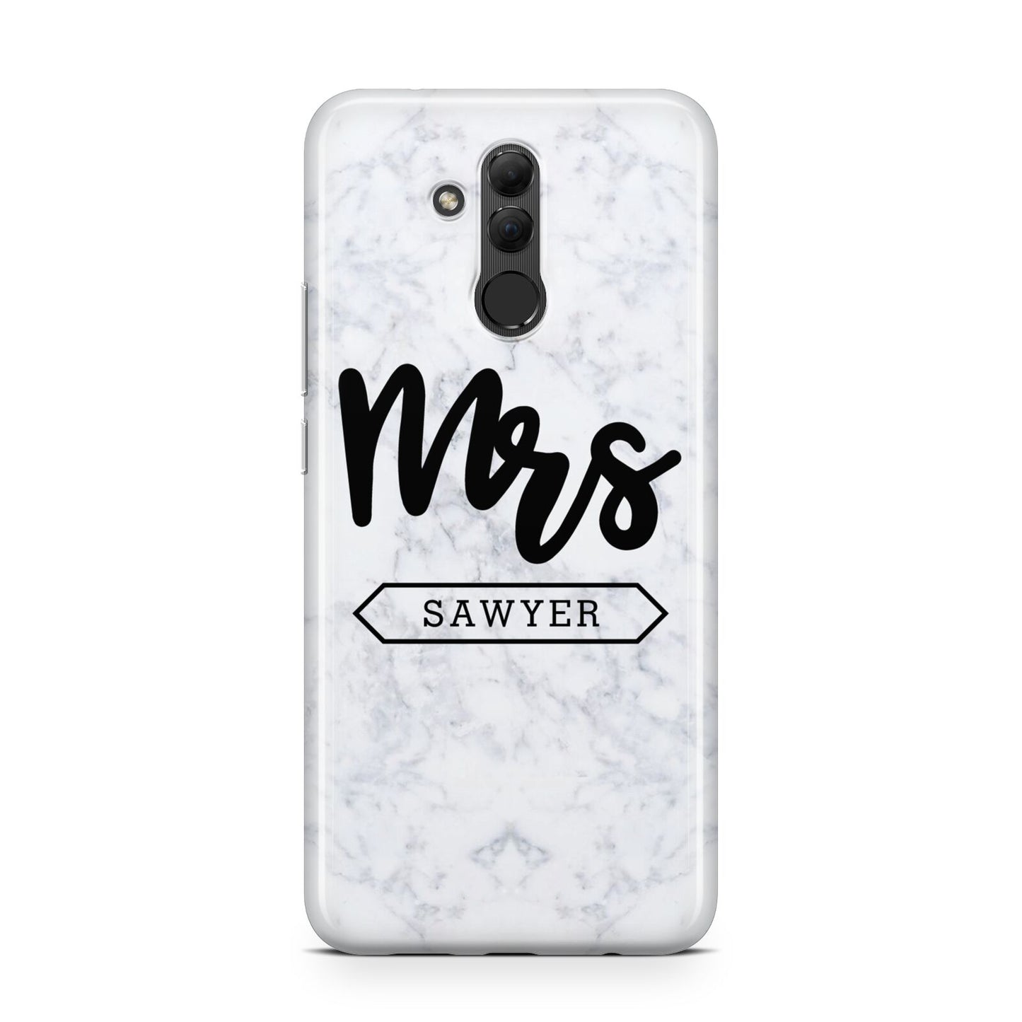 Personalised Black Mrs Surname On Marble Huawei Mate 20 Lite