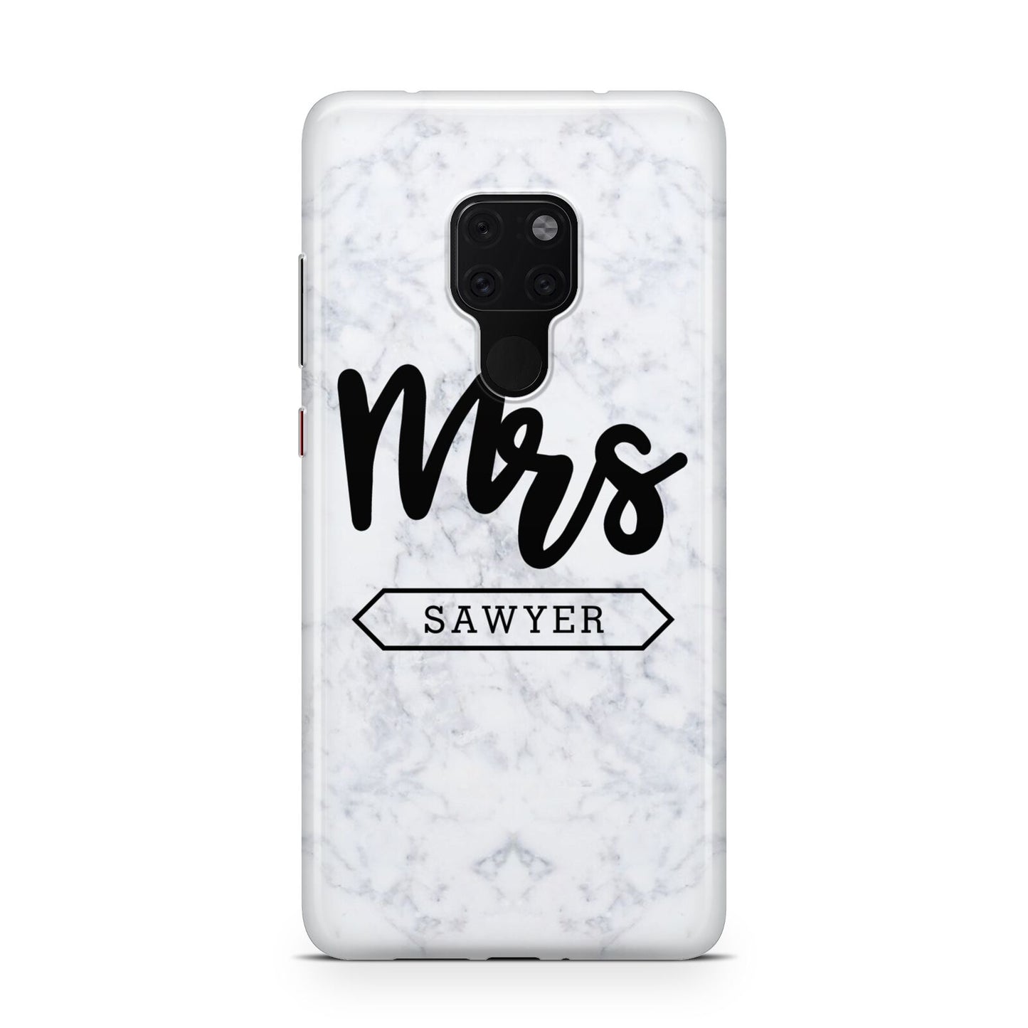 Personalised Black Mrs Surname On Marble Huawei Mate 20 Phone Case